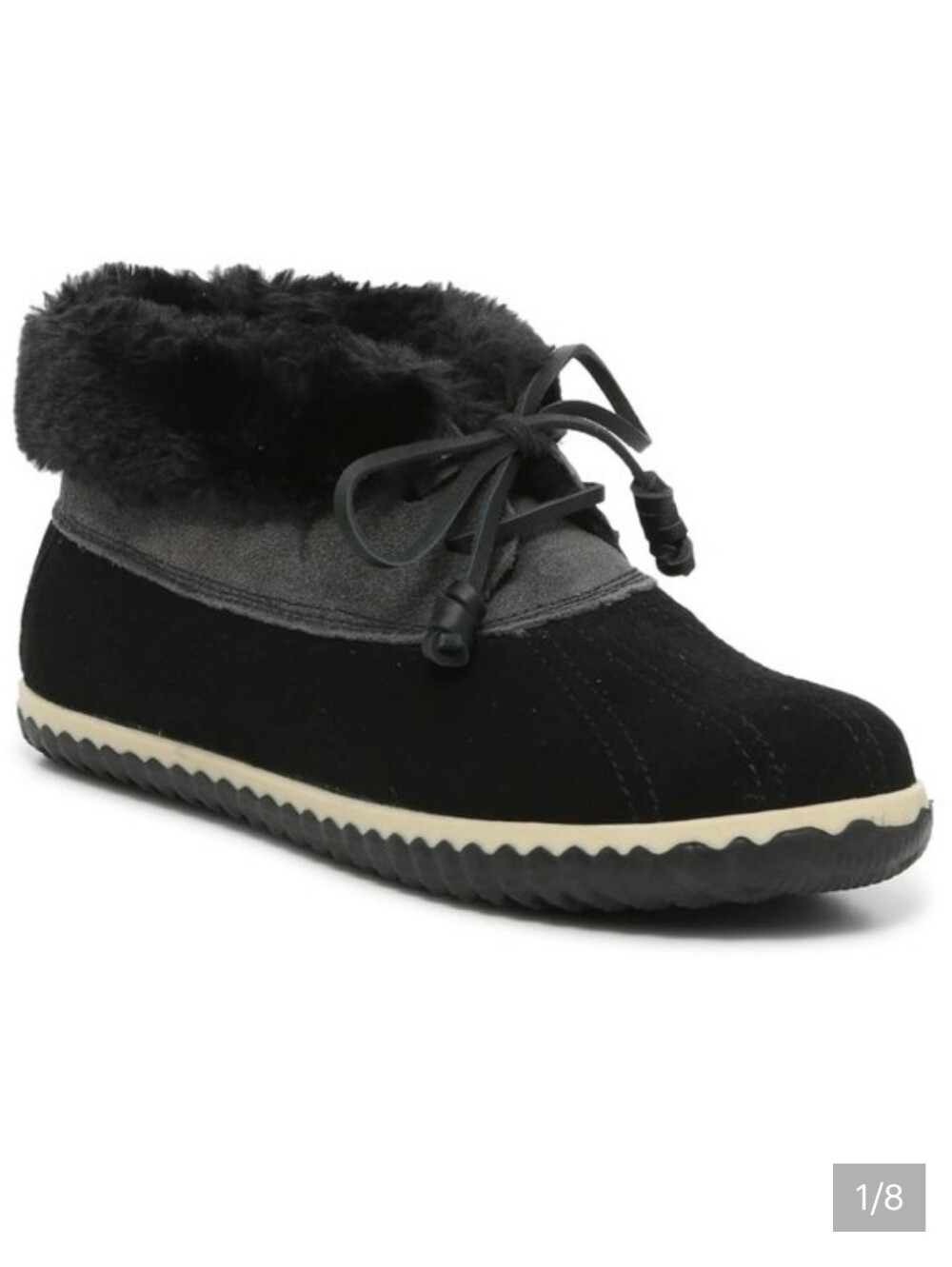 Sperry Top-Sider Elayna Faux-Fur Leather Duck Booties Black/Gray Women's Size 7
